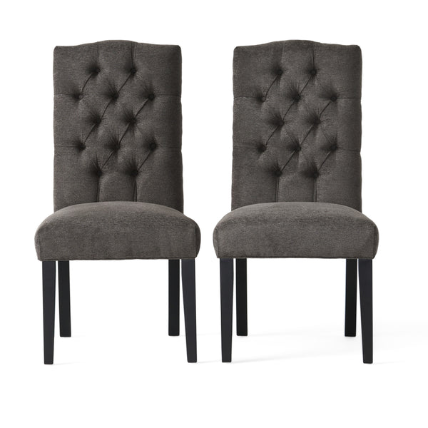 gdf studio Clark Button Tufted Fabric Dining Chair with Tapered Legs Set of 2
