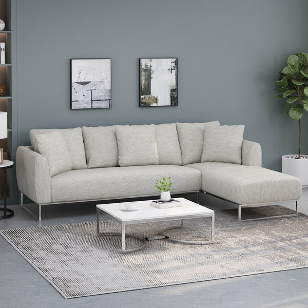 gdf studio Clarke Contemporary Fabric 4 Seater Chaise Lounge Sectional Sofa