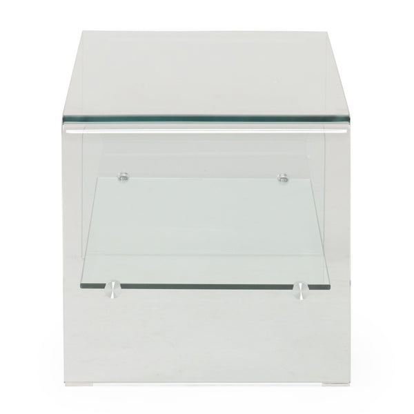 Gdf Studio Classon Glass Entertainment TV Console Stand W/ Shelf