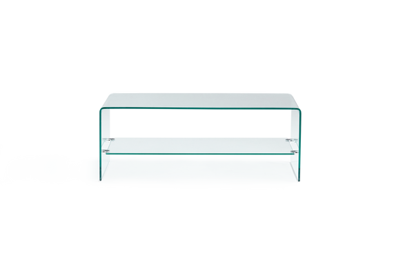 gdf studio Classon Glass Entertainment TV Console Stand w/ Shelf