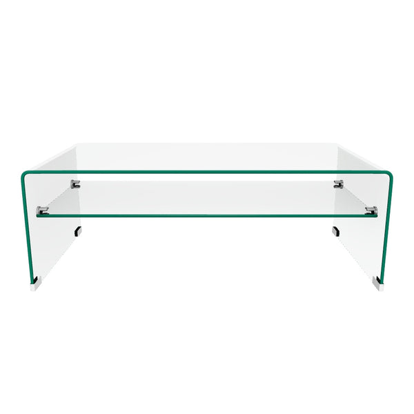 Gdf Studio Classon Glass Rectangle Coffee Table W/ Shelf