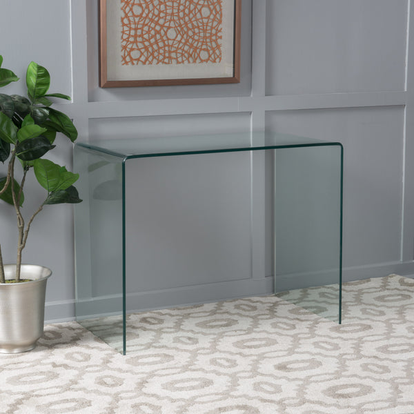 Gdf Studio Classon Modern Rectangular Tempered Glass Console Table