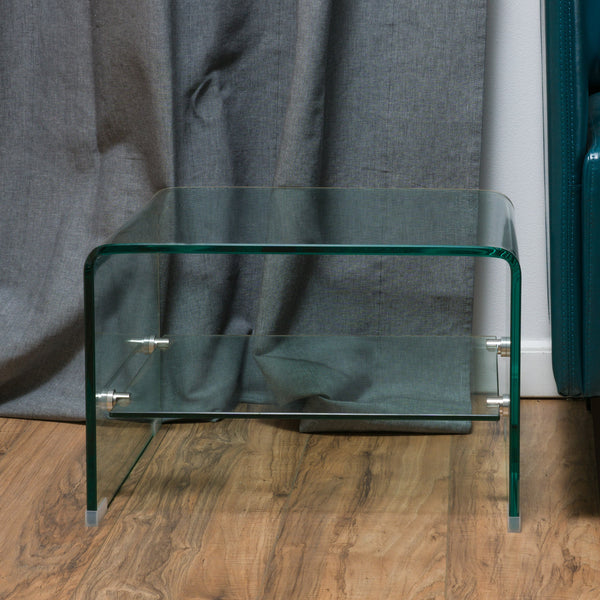 Gdf Studio Classon See Through Clear Waterfall Glass End Table