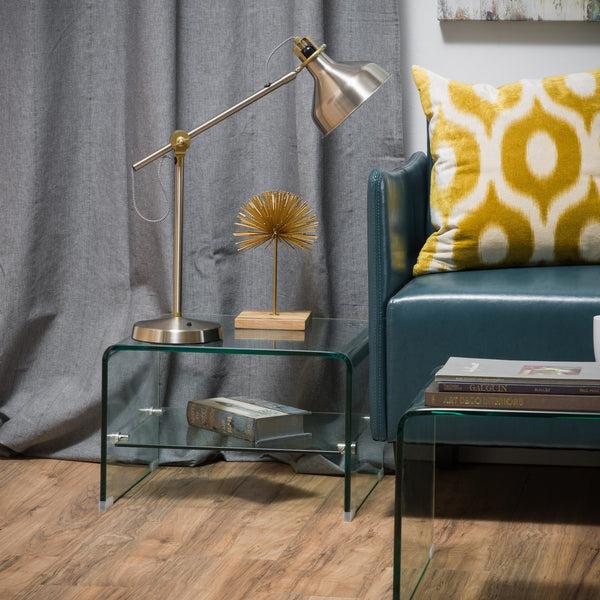 Gdf Studio Classon See Through Clear Waterfall Glass End Table