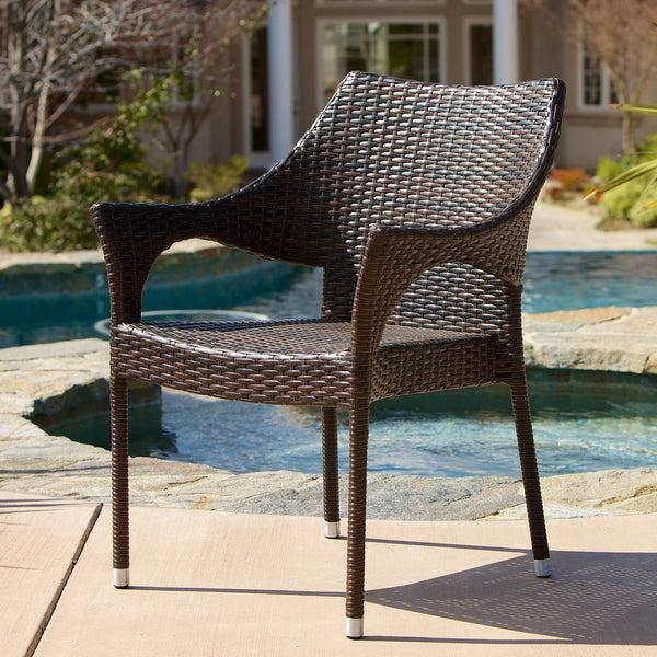 Gdf Studio Clayton Outdoor 7pc Multibrown Wicker Round Dining Set