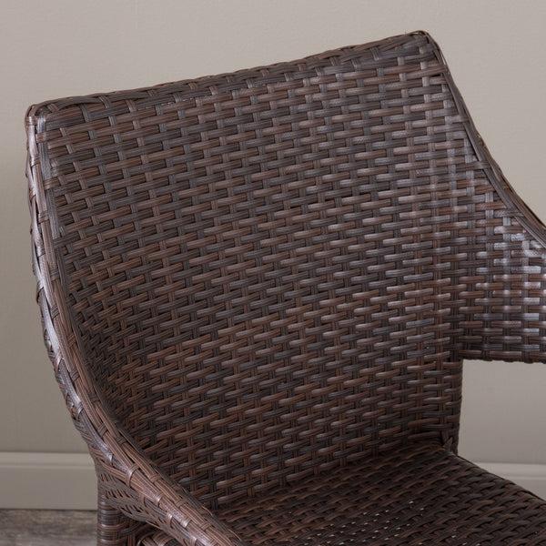 Gdf Studio Clayton Outdoor 7pc Multibrown Wicker Round Dining Set