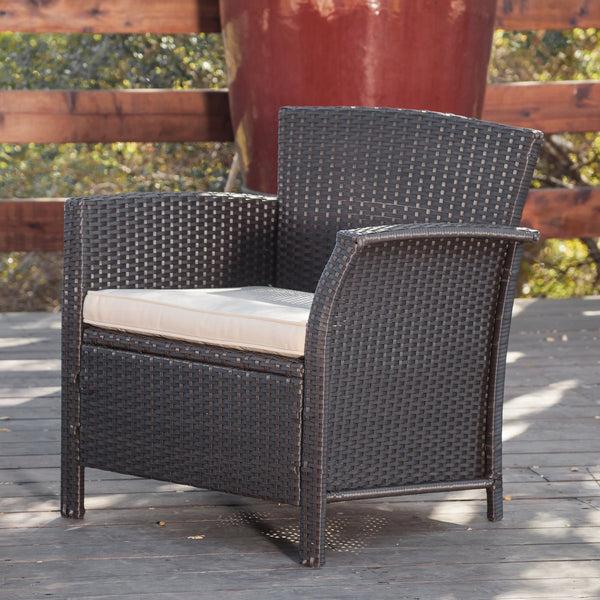 Gdf Studio Clearwater Outdoor 4pc Brown Wicker Sofa Set