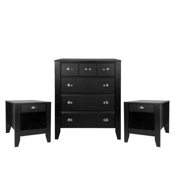 Gdf Studio Cleary Contemporary Faux Wood 3 Piece Dresser And Nightstand Bedroom Set