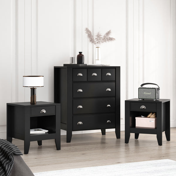 Gdf Studio Cleary Contemporary Faux Wood 3 Piece Dresser And Nightstand Bedroom Set