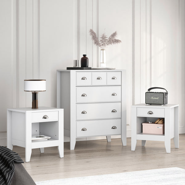 gdf studio Cleary Contemporary Faux Wood 3 Piece Dresser and Nightstand Bedroom Set