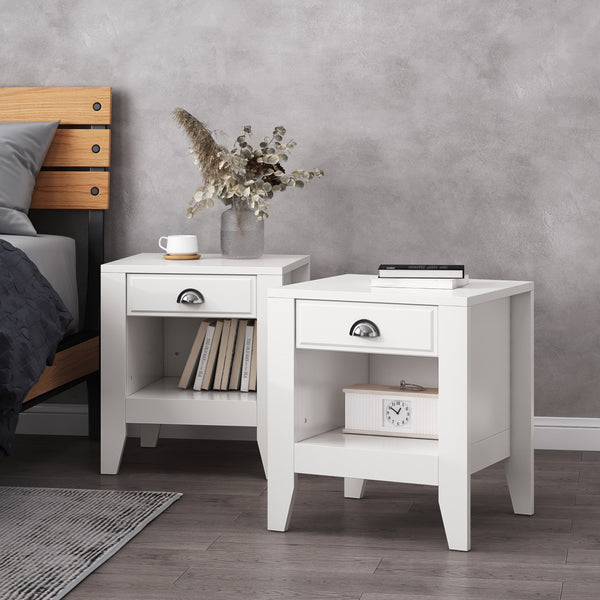 Gdf Studio Cleary Contemporary Faux Wood Nightstands With Drawer Set Of 2