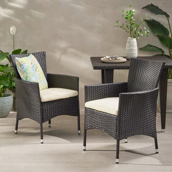 Gdf Studio Clementine Outdoor Multibrown PE Wicker Dining Chairs (Set Of 2)