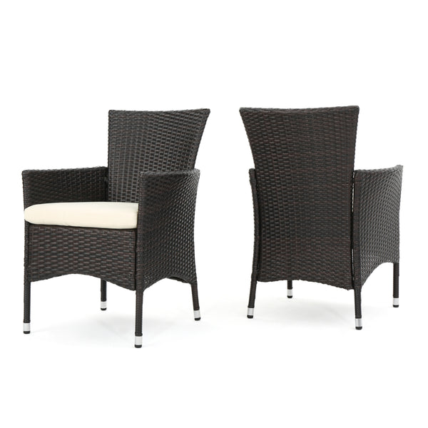 gdf studio Clementine Outdoor Multibrown PE Wicker Dining Chairs (Set of 2)