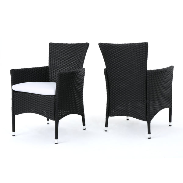 gdf studio Clementine Outdoor Wicker Dining Chairs with Water Resistant Cushions - Set of 2