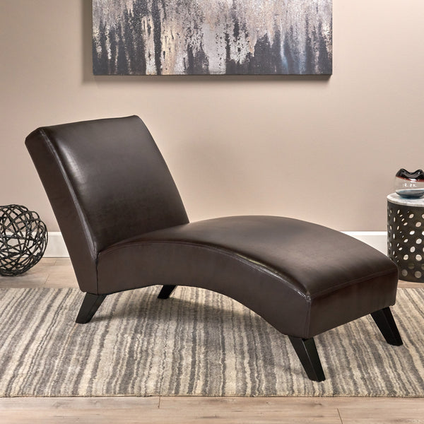 Gdf Studio Cleveland Brown Leather Chaise Lounge Chair