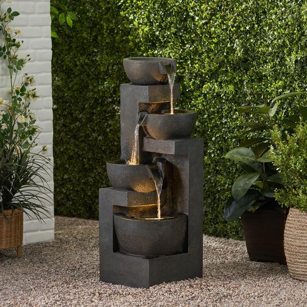 Gdf Studio Clinch Ascot Outdoor Modern 3 Tier Fountain
