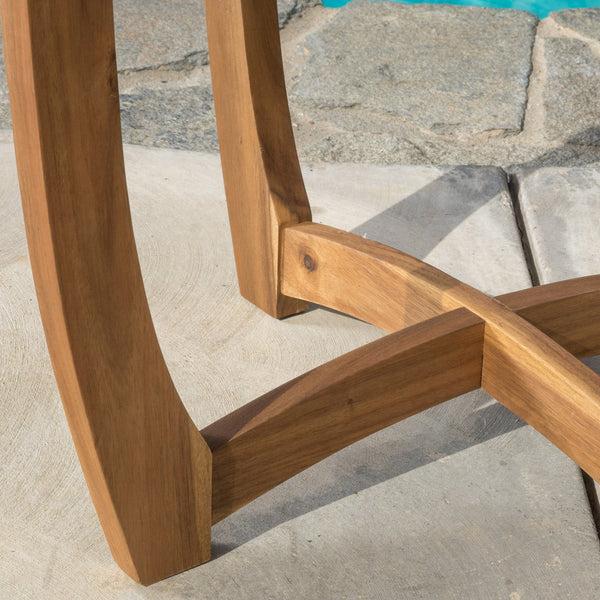 Gdf Studio CoastSide Outdoor 3-Piece Teak Finish Acacia Wood Bistro Set With Cream Cushions