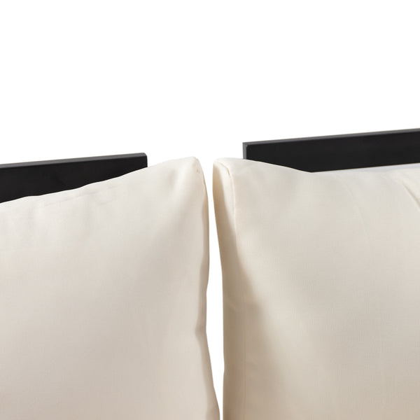 Gdf Studio Cody Outdoor Acacia Wood 5 Seater Sectional Sofa Set With Water Resistant Cushions Teak Black And Cream