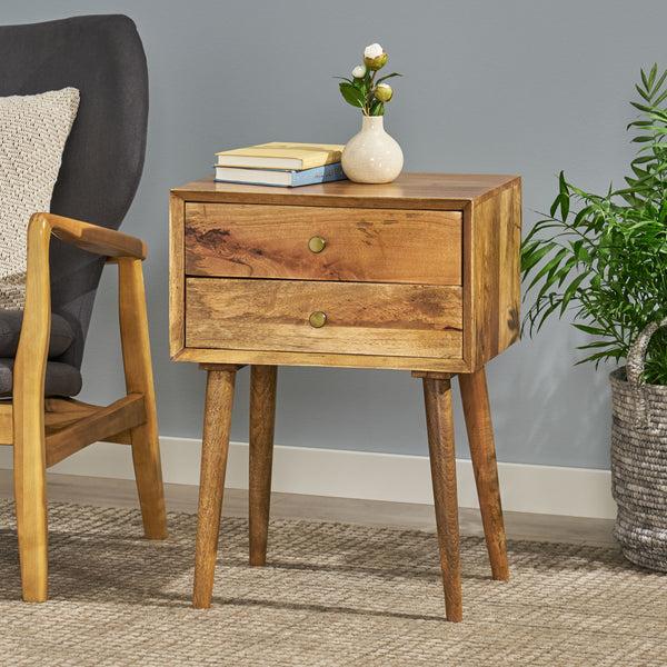 Gdf Studio Cohutta Chafin Mid-Century Modern Handcrafted Mango Wood Side Table Natural
