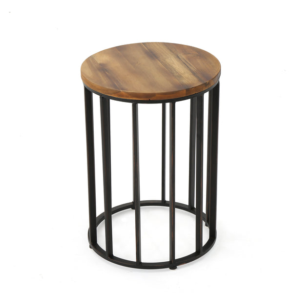 gdf studio Colburn Outdoor Natural Finished Acacia Wood 15-inch Accent Table