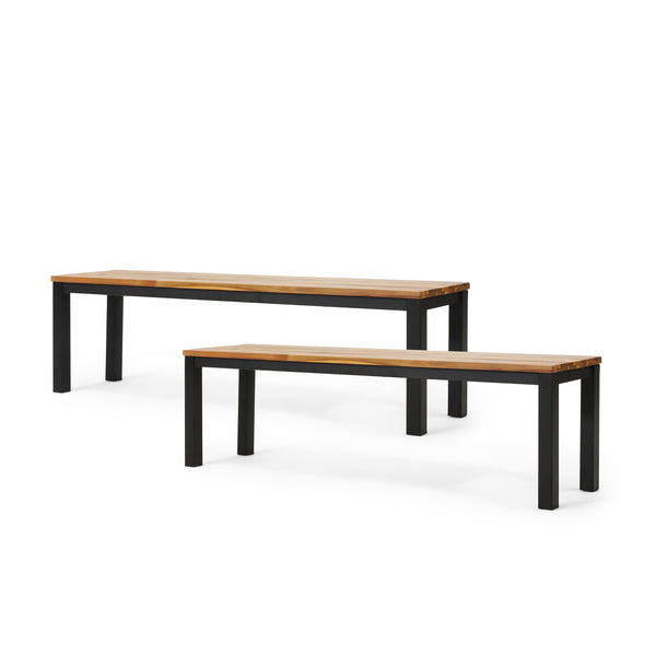 gdf studio Colcord Outdoor Acacia Wood and Iron Dining Bench