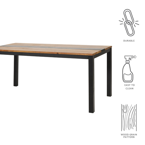 Gdf Studio Colcord Outdoor Modern Industrial Acacia Wood Dining Table Teak And Black