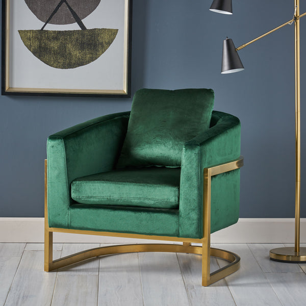 Gdf Studio Coldwater Modern Velvet Glam Armchair With Stainless Steel Frame