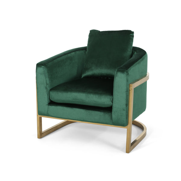 gdf studio Coldwater Modern Velvet Glam Armchair with Stainless Steel Frame