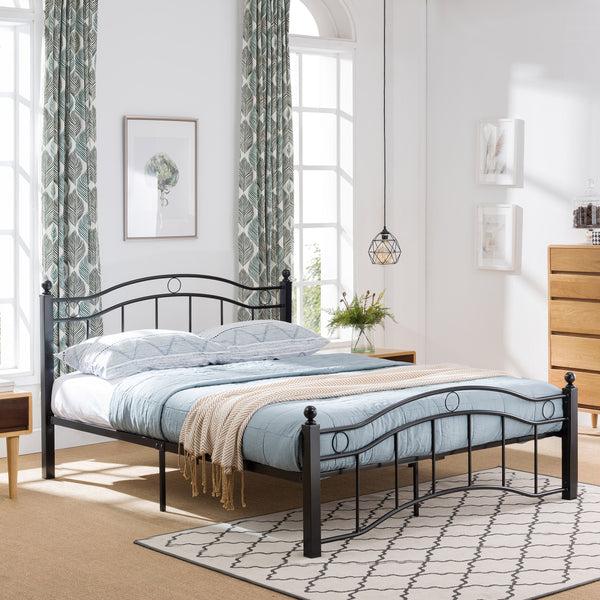 Gdf Studio Cole Contemporary Iron Queen Bed Frame With Finial-Topped Legs