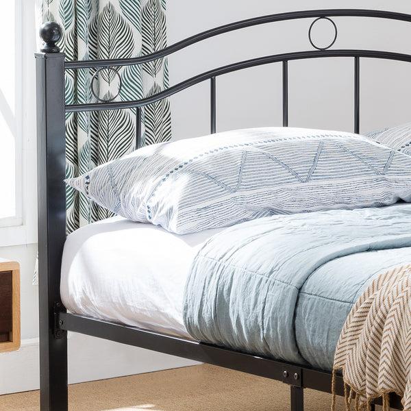 Gdf Studio Cole Contemporary Iron Queen Bed Frame With Finial-Topped Legs