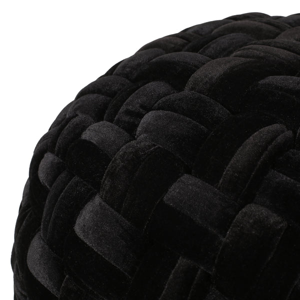 Gdf Studio Colerain Modern Glam Handcrafted Cable Weave Velvet Round Pouf