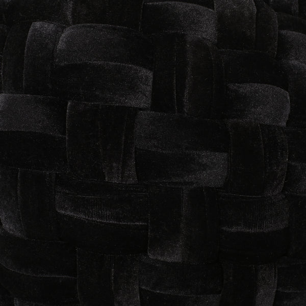 Gdf Studio Colerain Modern Glam Handcrafted Cable Weave Velvet Round Pouf