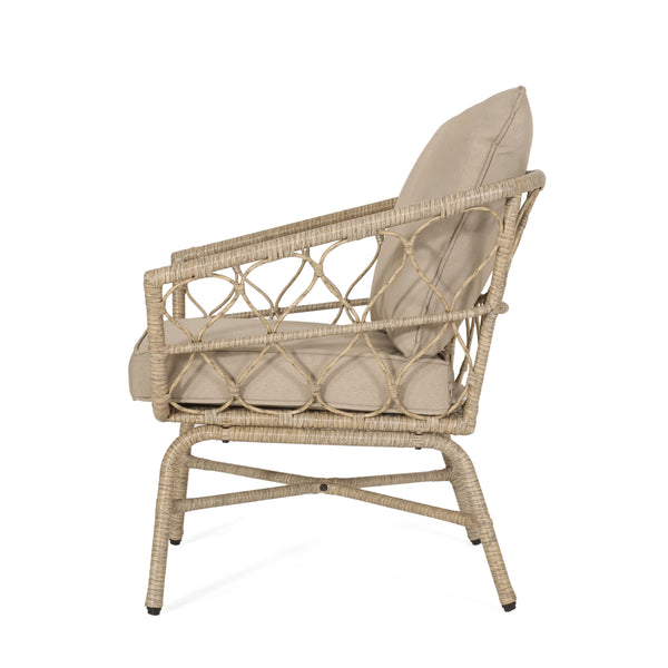 Gdf Studio Colmar Outdoor Wicker Club Chairs With Cushions Set Of 2 Light Brown And Beige