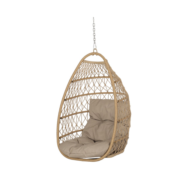 Gdf Studio Coloma Outdoor Wicker Hanging Basket Chair With Cushions