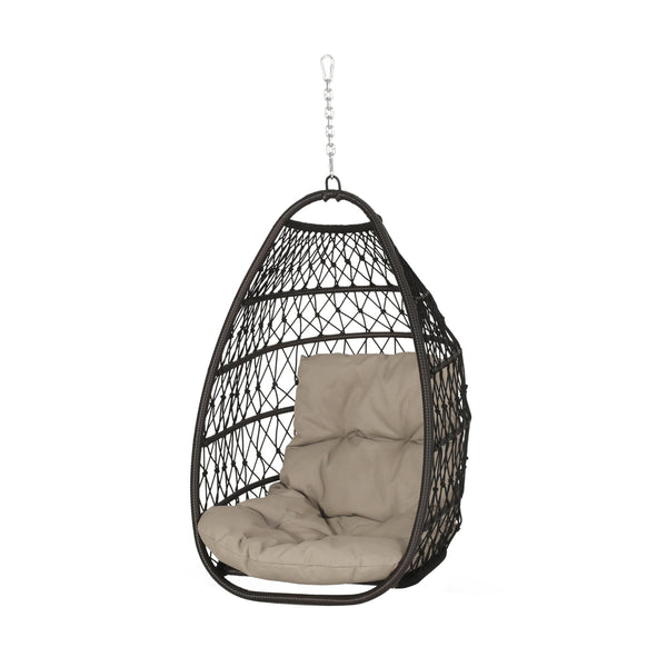 gdf studio Coloma Outdoor Wicker Hanging Basket Chair with Cushions