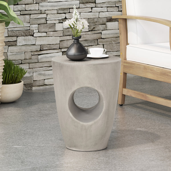 Gdf Studio Columbus Outdoor Contemporary Lightweight Concrete Accent Side Table