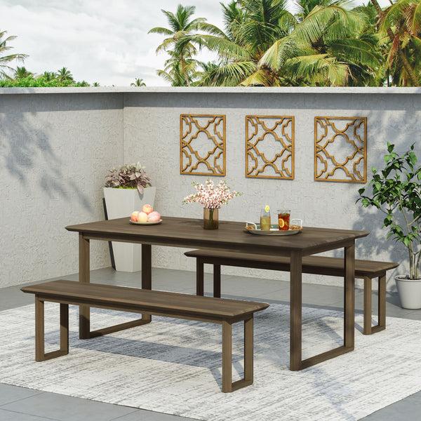 gdf studio Conifer Outdoor Acacia Wood 3 Piece Picnic Set