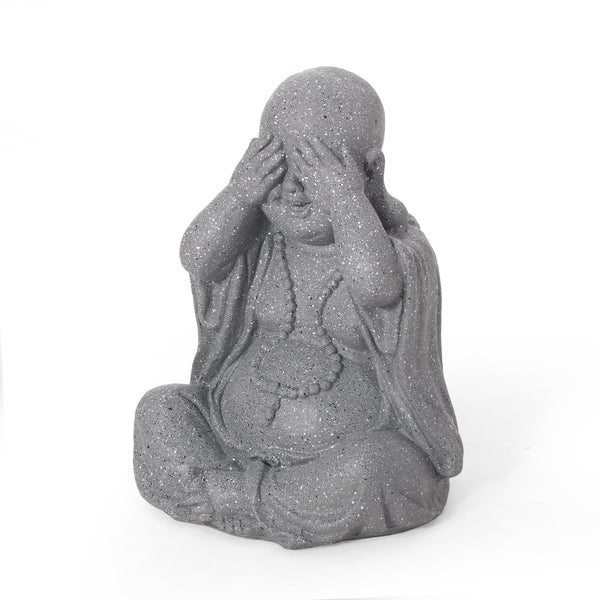 gdf studio Conneaut Outdoor See No Evil Monk Garden Statue Stone Gray
