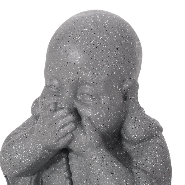Gdf Studio Conneaut Outdoor Speak No Evil Monk Garden Statue Stone Gray