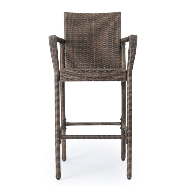 Gdf Studio Conquista 30-Inch Outdoor Mix Mocha Wicker Barstool
