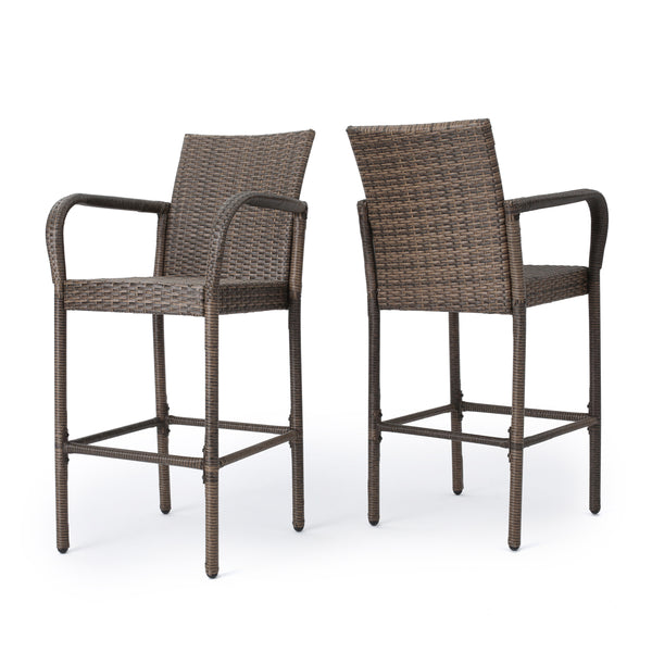 gdf studio Conquista 30-Inch Outdoor Mix Mocha Wicker Barstool