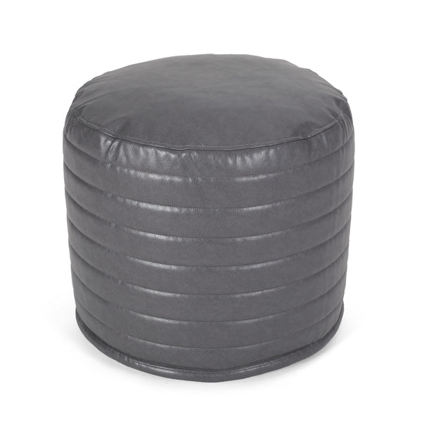 Gdf Studio Conrail Contemporary Faux Leather Channel Stitch Pouf