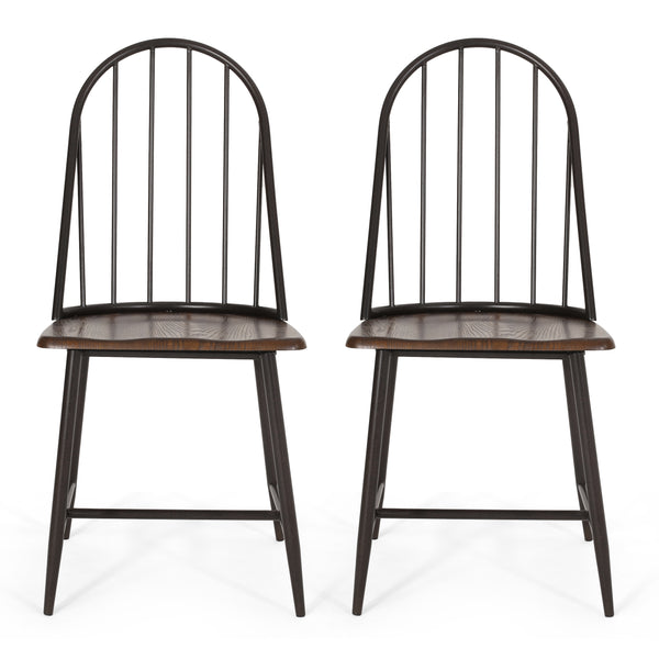 gdf studio Conwell Farmhouse Spindle Back Dining Chairs Set of 2 Dark Brown and Black