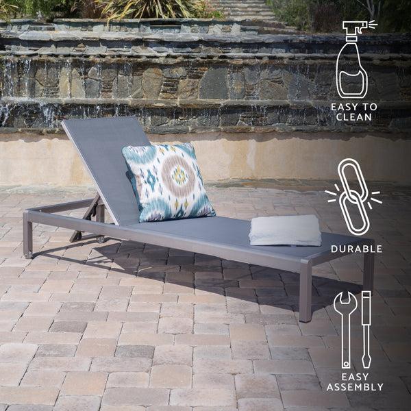 Gdf Studio Coral Bay Dark Gray Outdoor Mesh Chaise Lounge