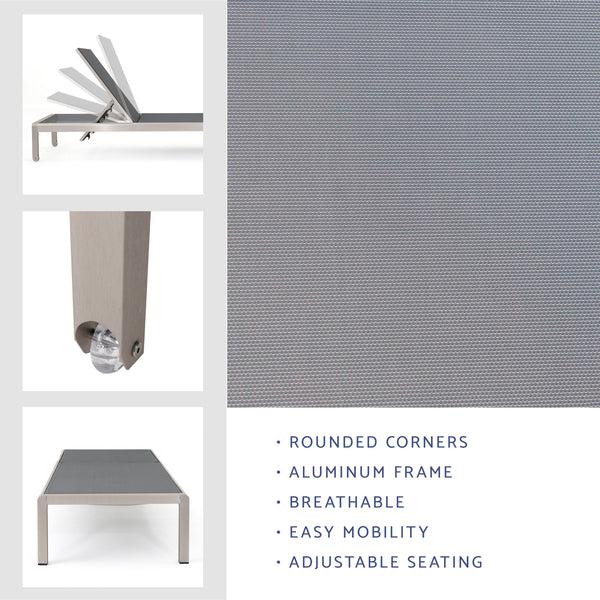 Gdf Studio Coral Bay Dark Gray Outdoor Mesh Chaise Lounge