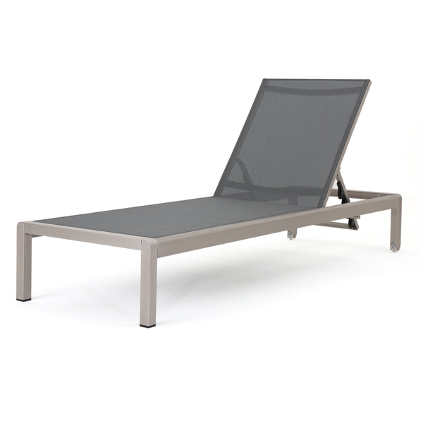 gdf studio Coral Bay Dark Gray Outdoor Mesh Chaise Lounge