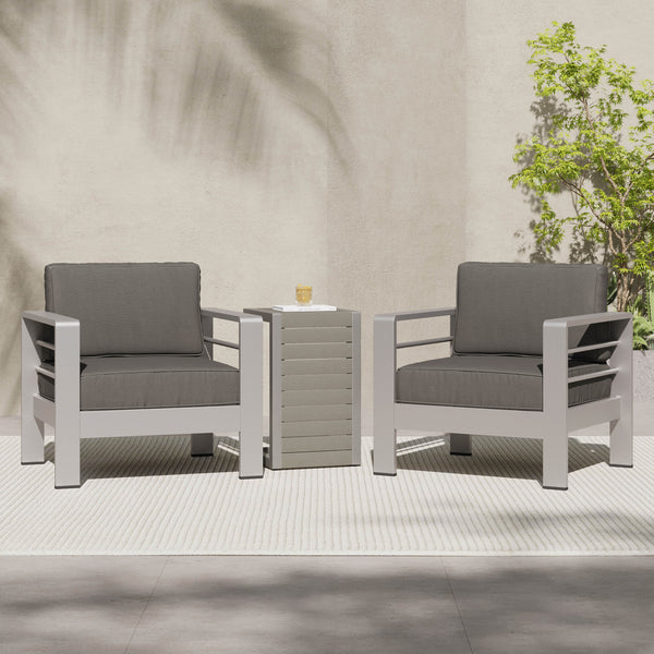 Gdf Studio Coral Bay Outdoor Aluminum Club Chairs With Side Table