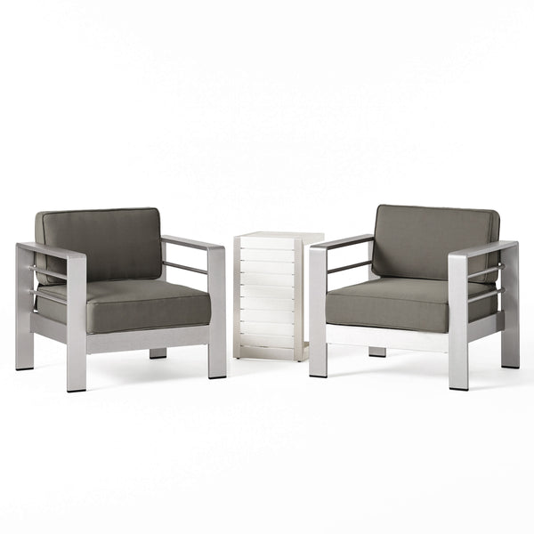 gdf studio Coral Bay Outdoor Aluminum Club Chairs with Side Table