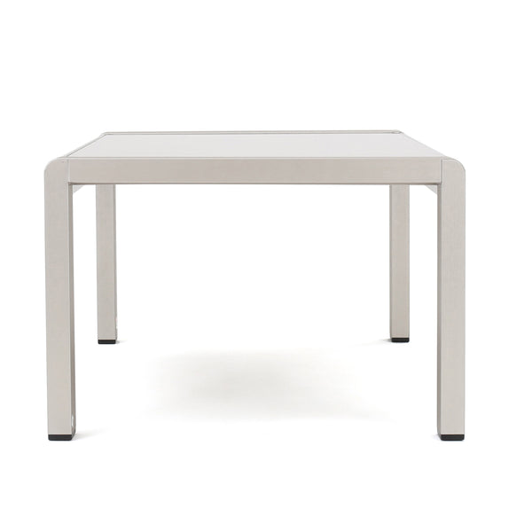 Gdf Studio Coral Bay Outdoor Aluminum Coffee Table With Glass Top