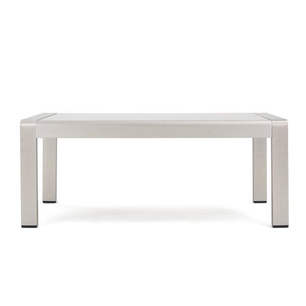 gdf studio Coral Bay Outdoor Aluminum Coffee Table with Glass Top